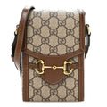 GG Supreme Monogram Mini Horsebit 1955 Crossbody Bag Beige Brown Sugar