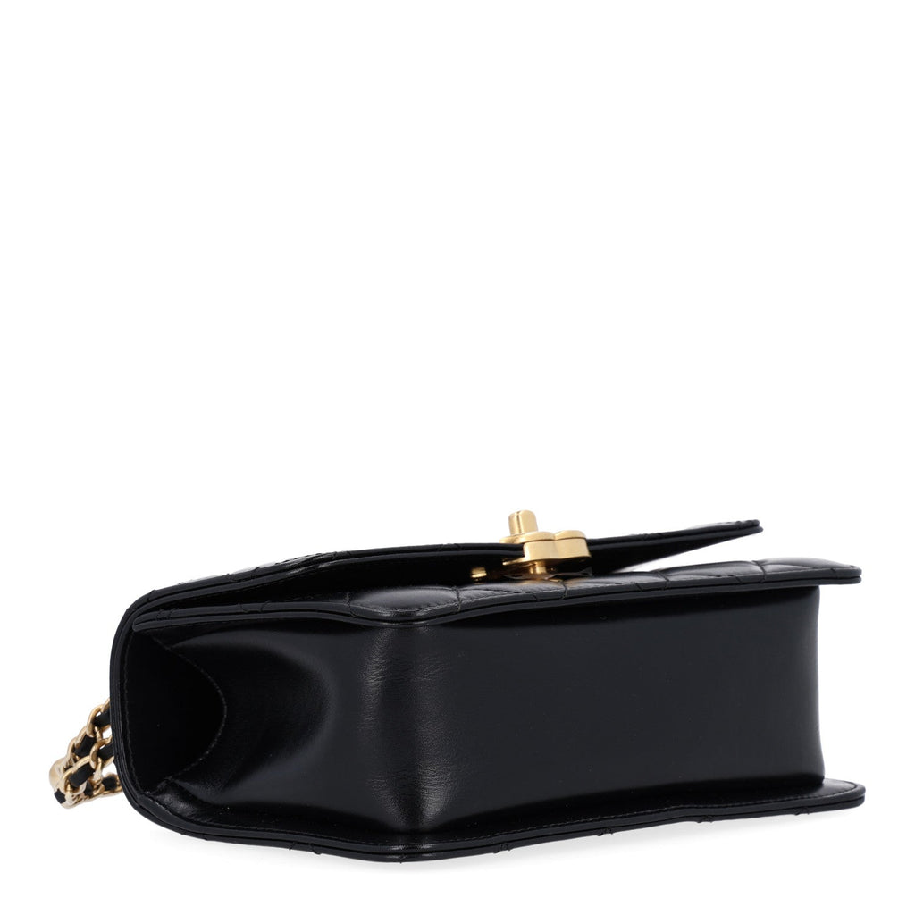 Calfskin Quilted Mini Perfect Fit Flap Black Black Black
