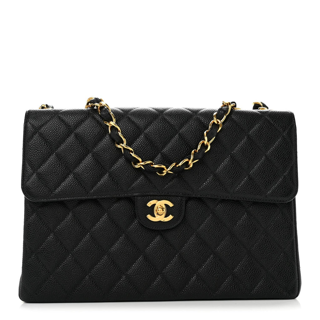 Caviar Jumbo Single Flap Black
