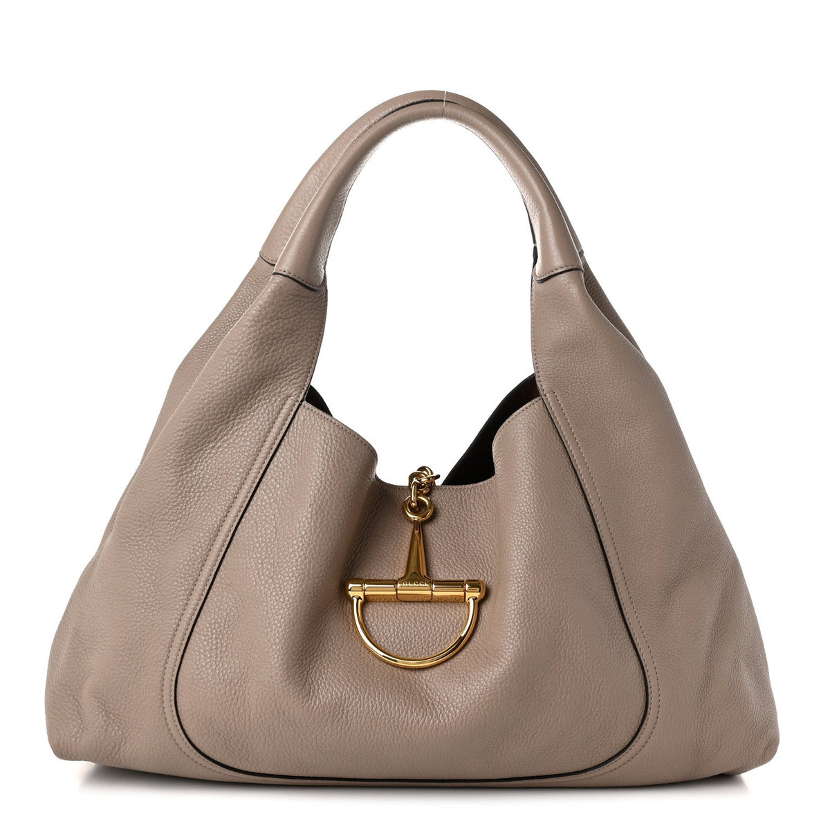 Grained Calfskin Softbit Maxi Shoulder Bag Taupe