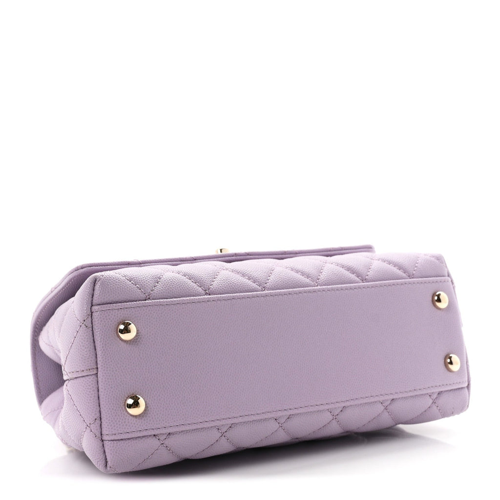 Caviar Quilted Mini Coco Handle Flap Light Purple
