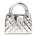 Mirror Calfskin Metallic Calfskin Quilted Nano Kelly Shopper Silvery