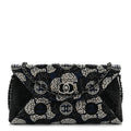 Satin Strass Flower Clutch With Chain Black White Blue