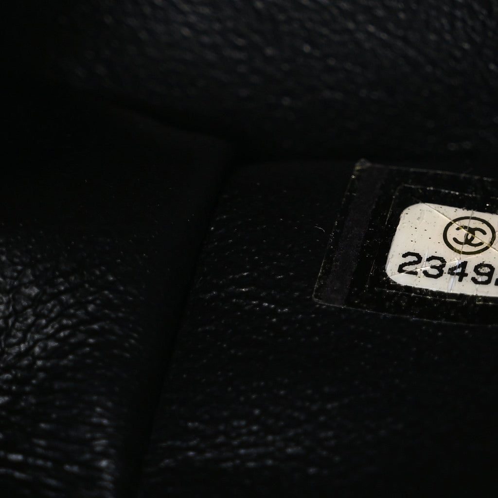 Caviar Lizard Embossed Quilted Small Coco Handle Flap Black