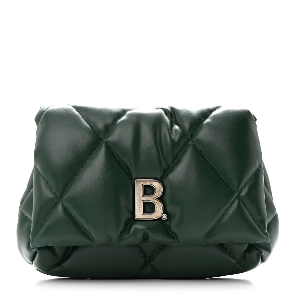 Nappa Calfskin Quilted Touch B Puffy Clutch Forest Green
