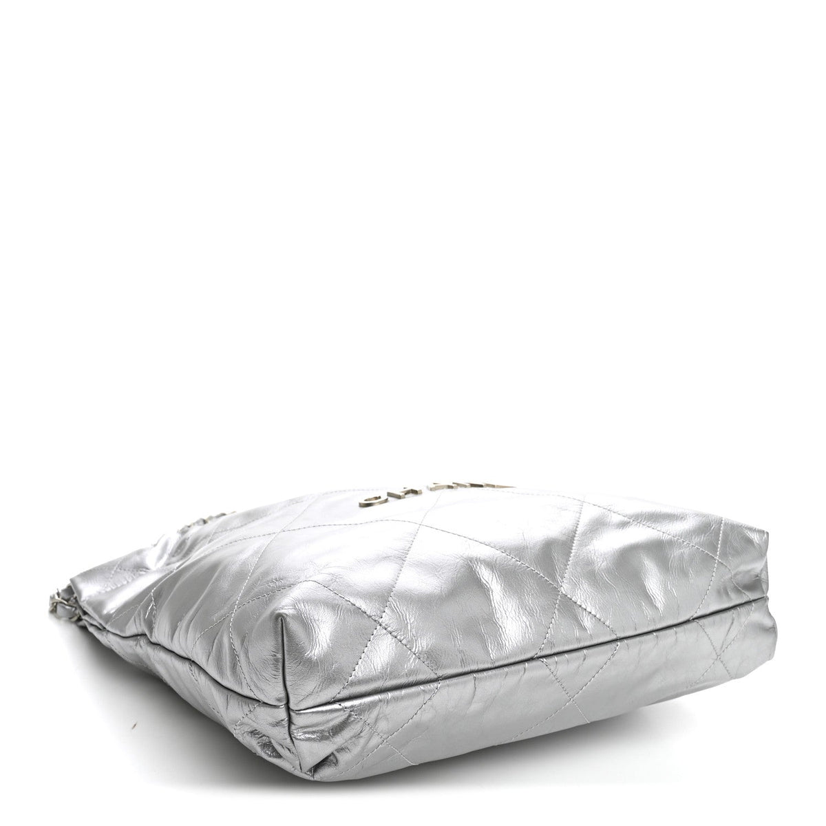 Metallic Calfskin Quilted Small Chanel 22 Silver