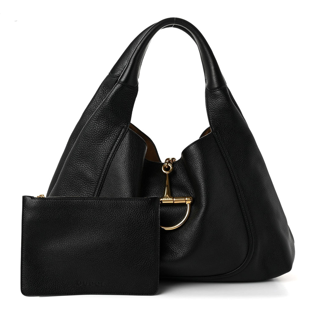 Grained Calfskin Softbit Maxi Shoulder Bag Black