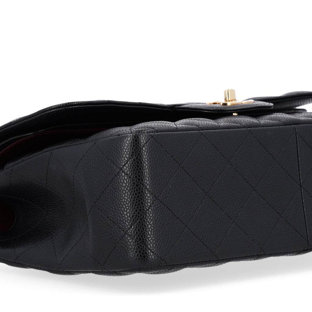Caviar Quilted Jumbo Double Flap Black