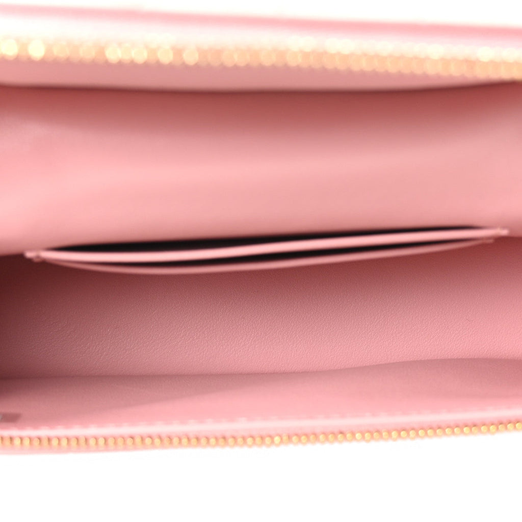 Calfskin Crocodile Embossed Crococo Exoticoco Vanity With Chain Light Pink