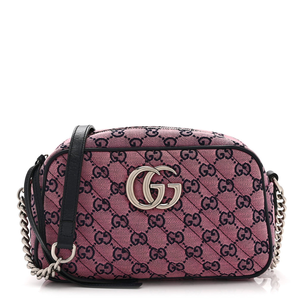 Monogram Multicolor Matelasse Diagonal Small GG Marmont Chain Shoulder Bag Pink Blue