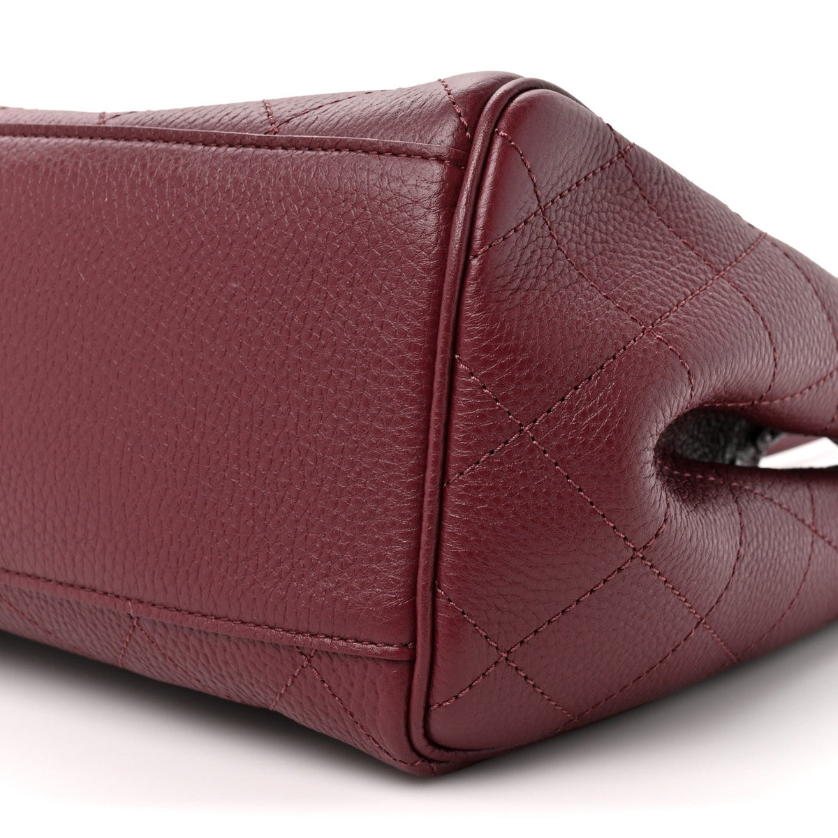 Grained Calfskin Stitched Urban Essentials Shopping Bag Dark Burgundy
