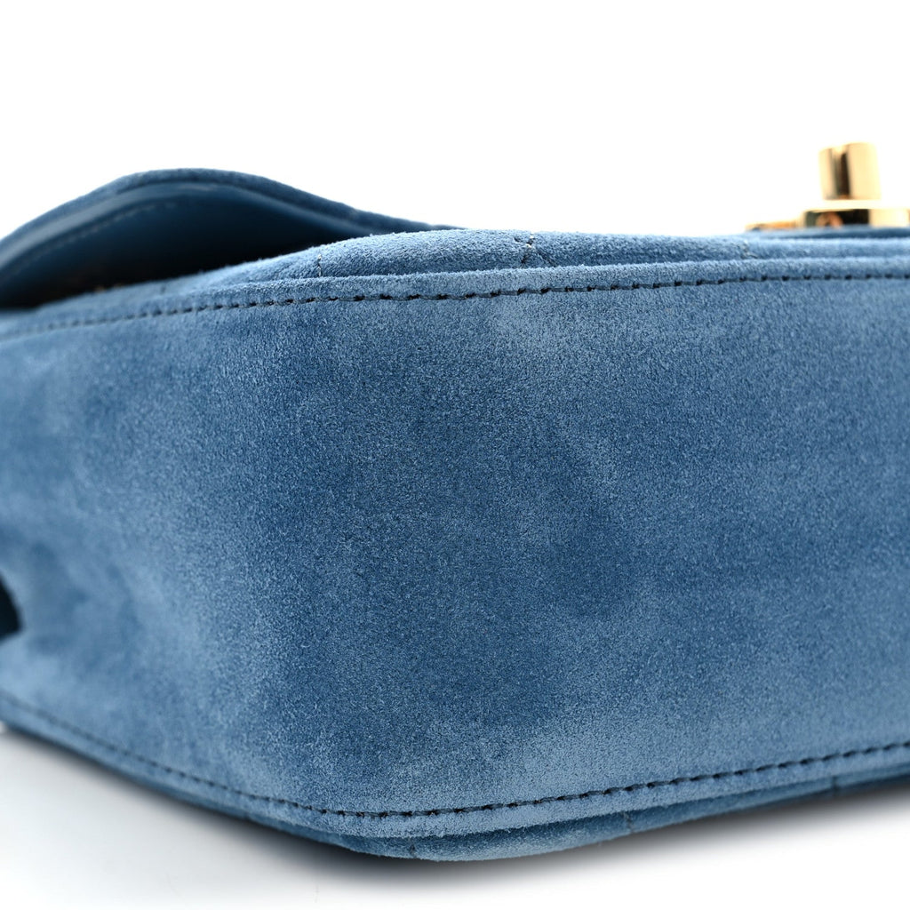Suede Calfskin Mini Souplissimo Flap Blue