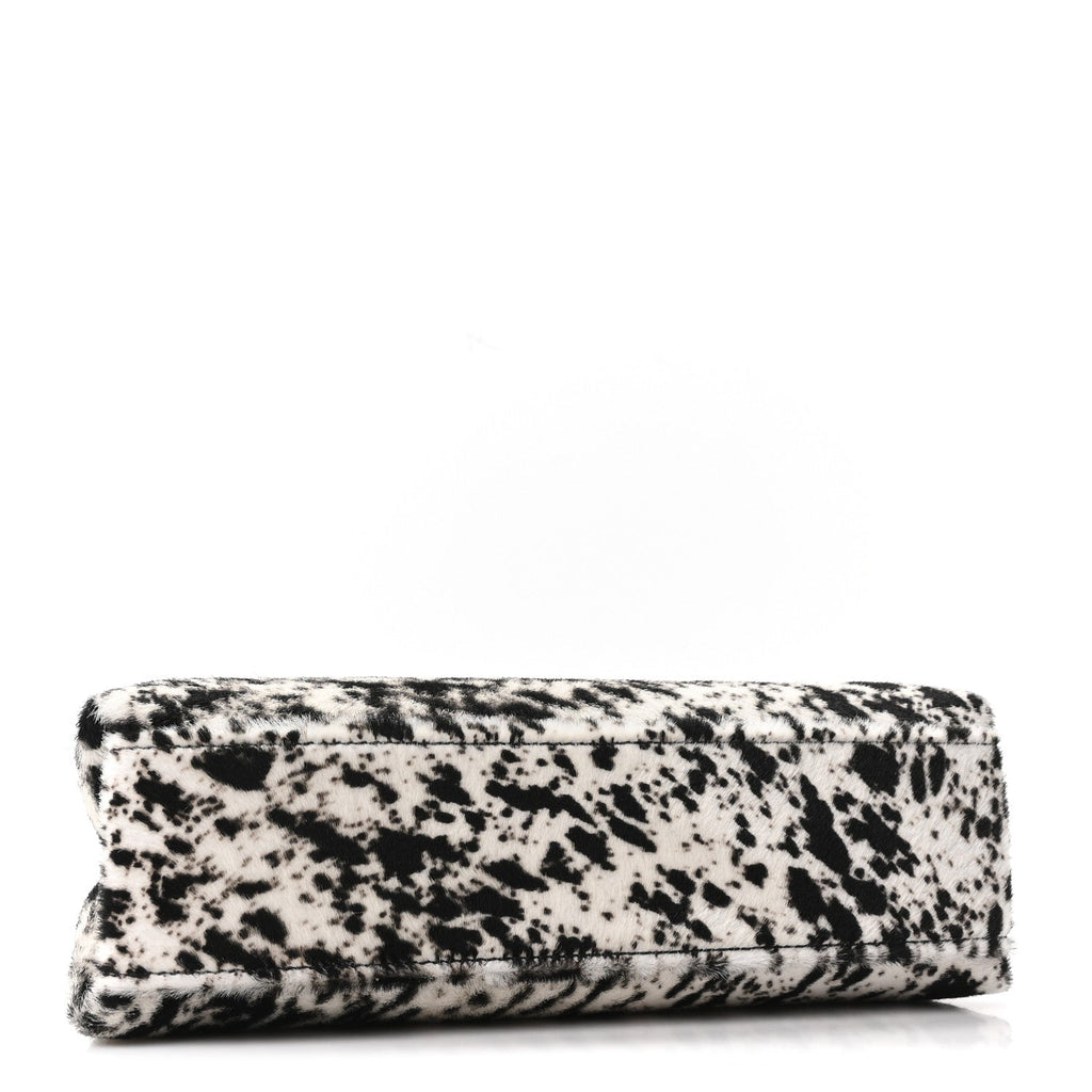 Pony Hair Printed Chic Lady Small Shopping Tote White Black