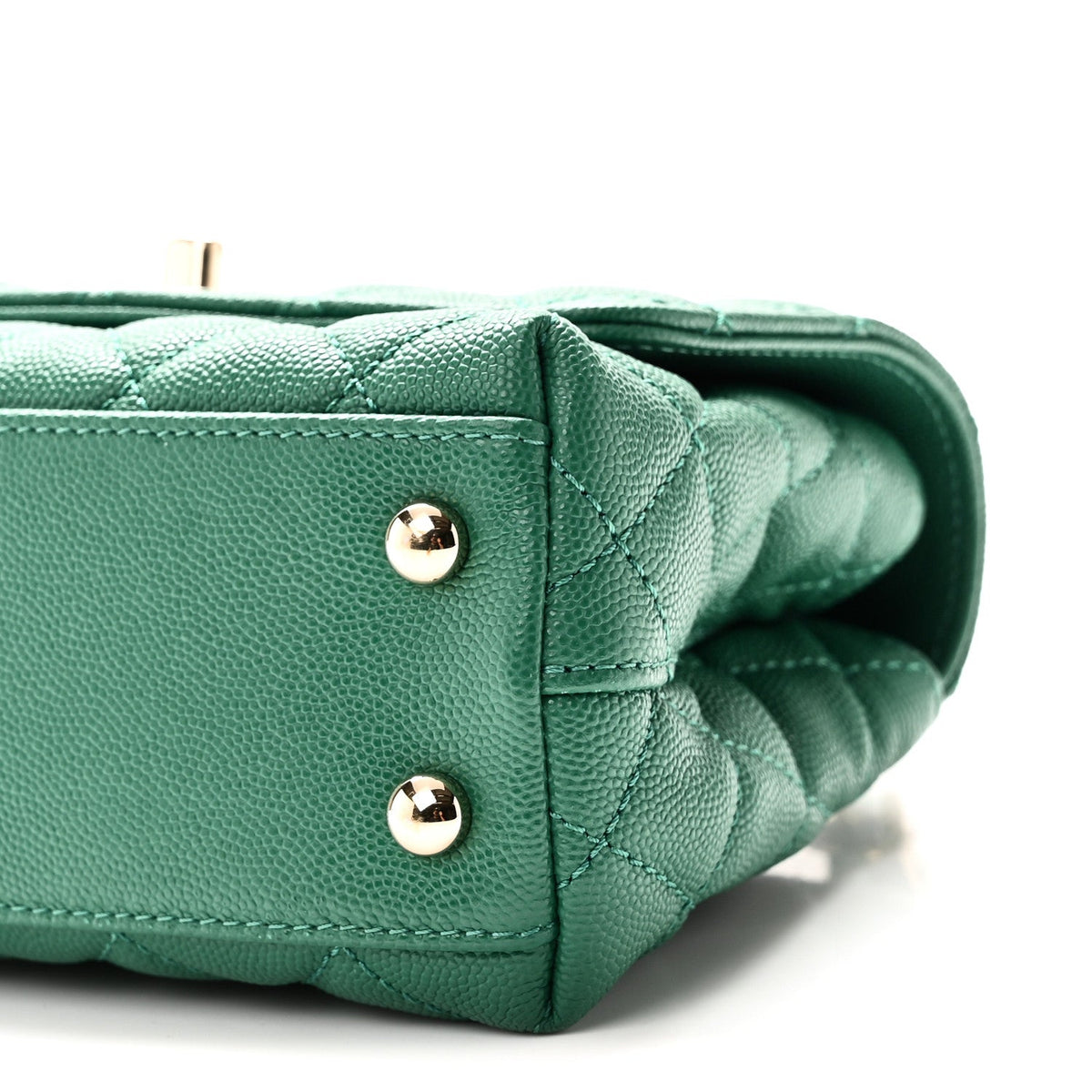 Caviar Quilted Extra Mini Coco Handle Flap Green