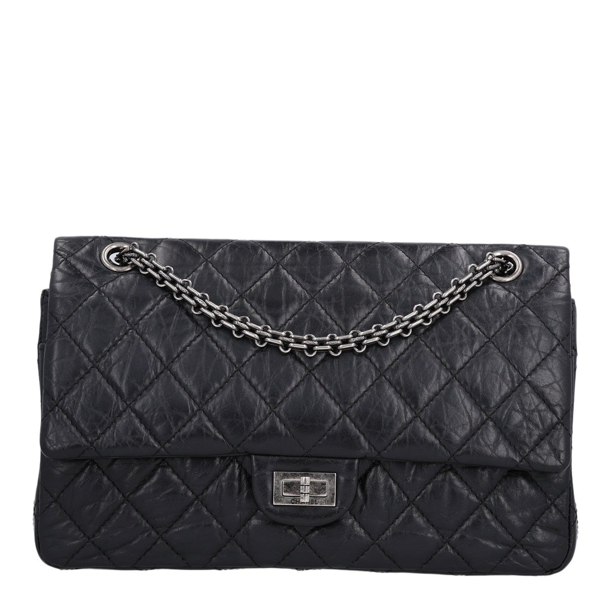 Aged Calfskin Quilted 2.55 Reissue 226 Flap Black