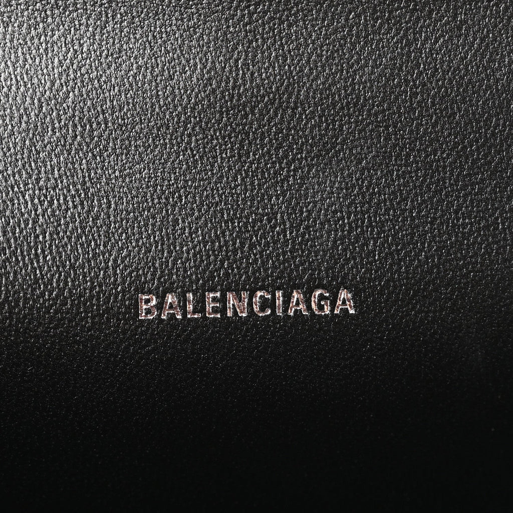 Grained Calfskin Hourglass Top Handle Bag XS Black