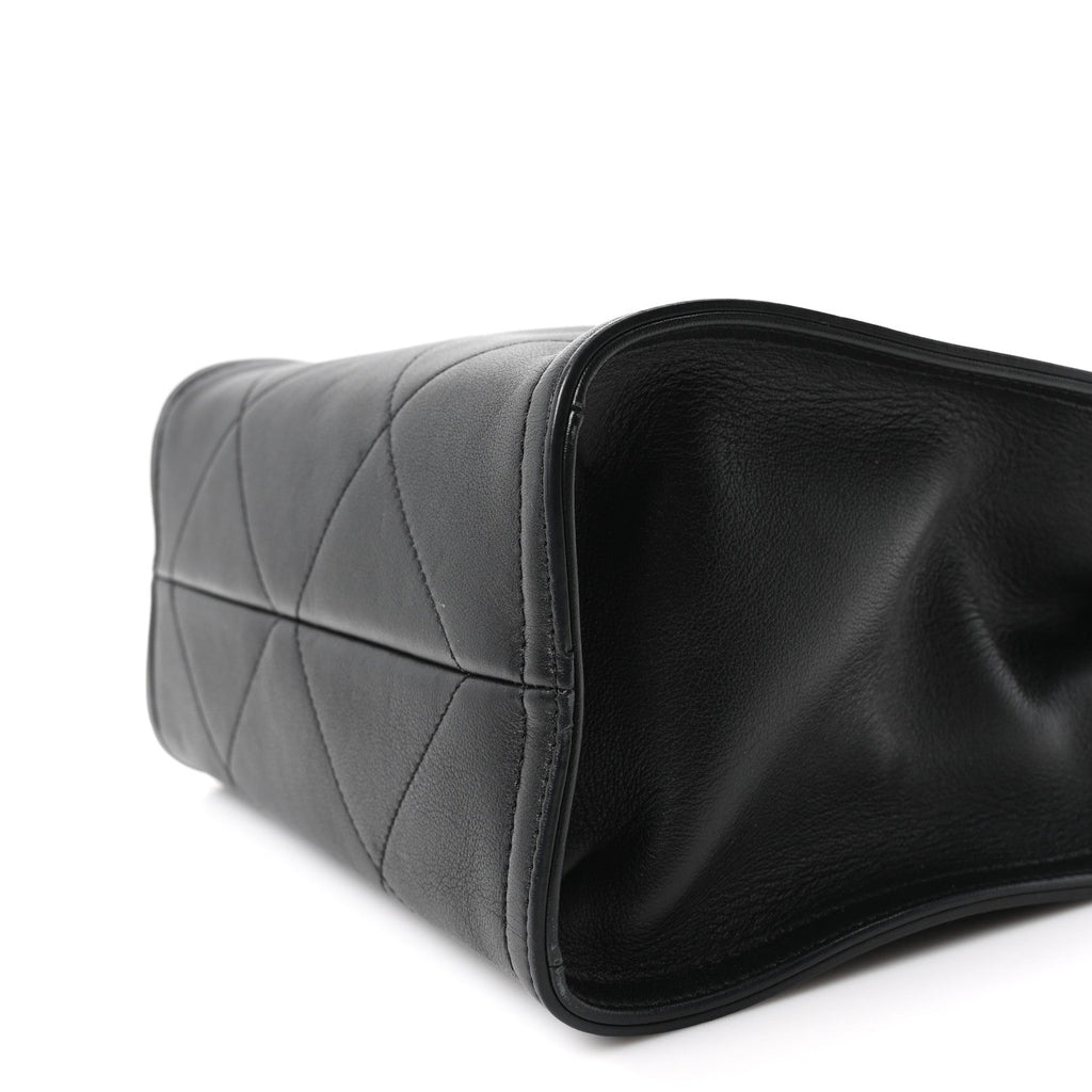 Calfskin Stitched Small Shopping Bag Black