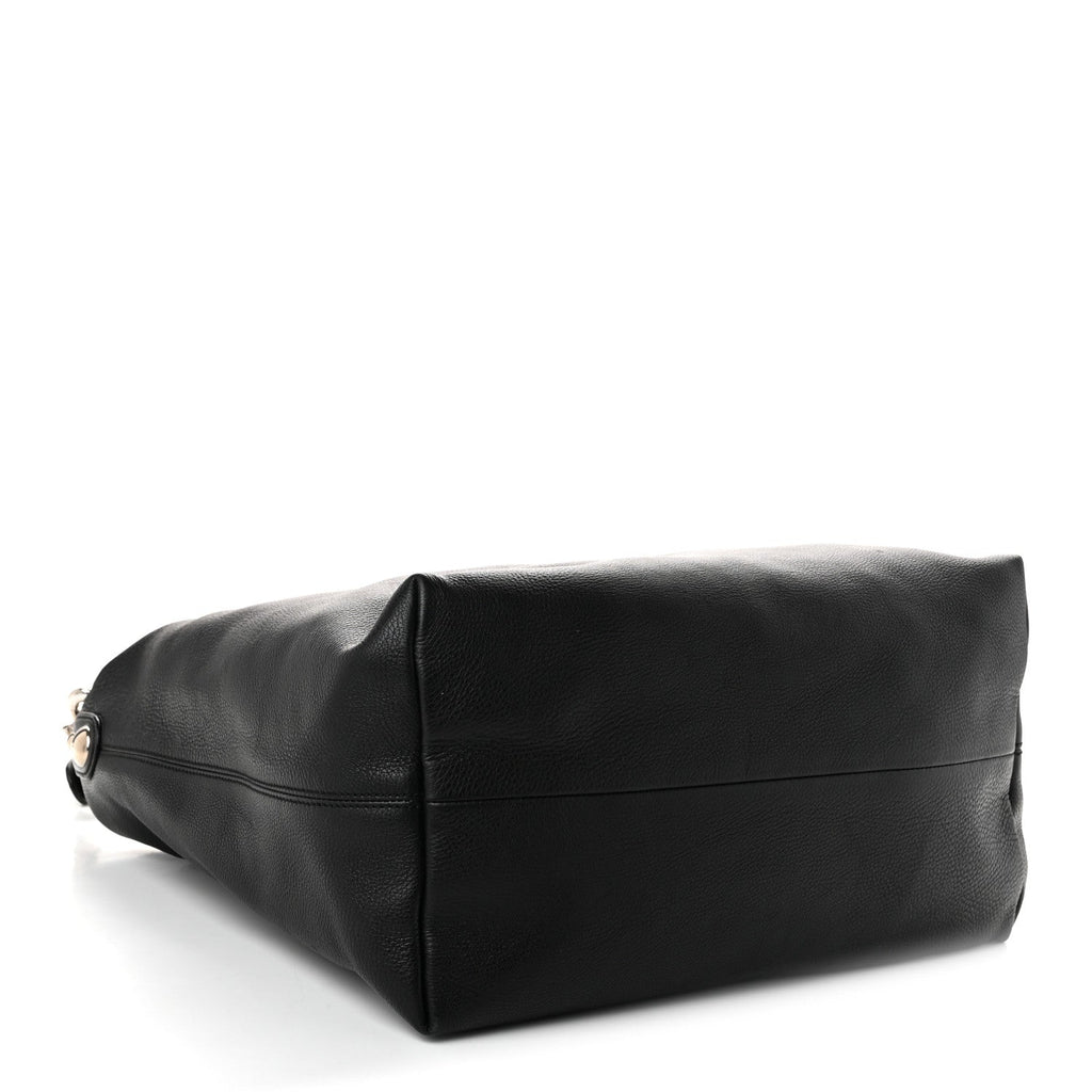 Pebbled Calfskin Large Icon Bit Hobo Black