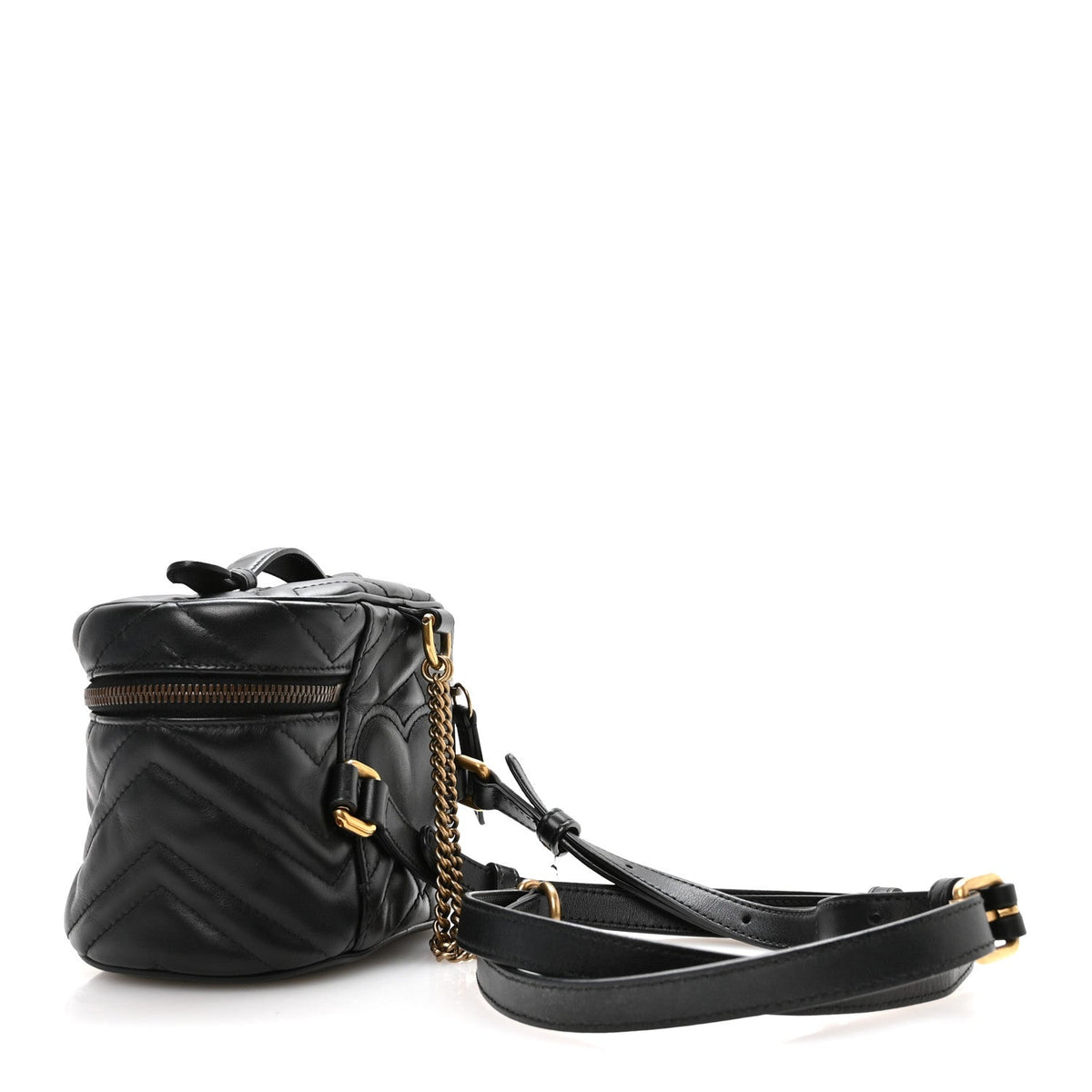 Calfskin Matelasse Mini GG Marmont Round Backpack Black