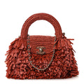 Raffia Fringe Nano Kelly Shopper Red