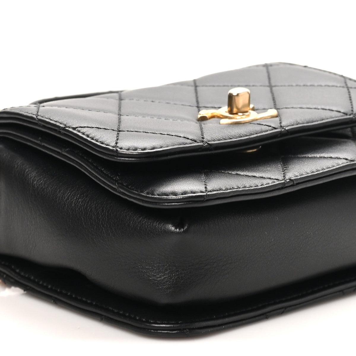 Lambskin Quilted Small Multiple Chain Flap Black