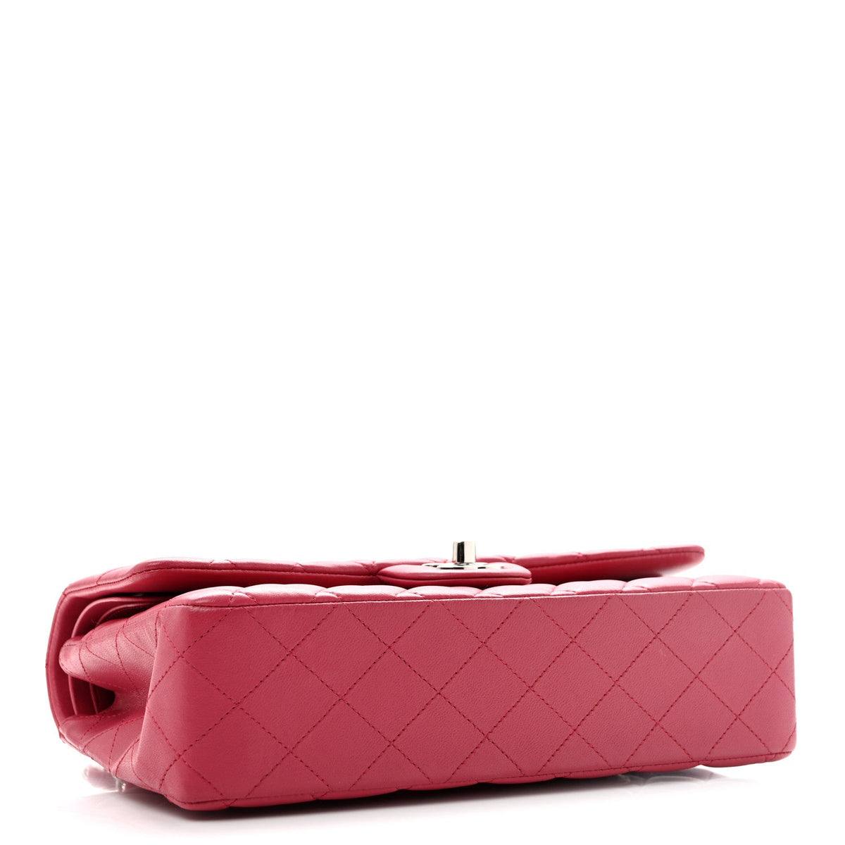 Lambskin Quilted Medium Double Flap Dark Pink