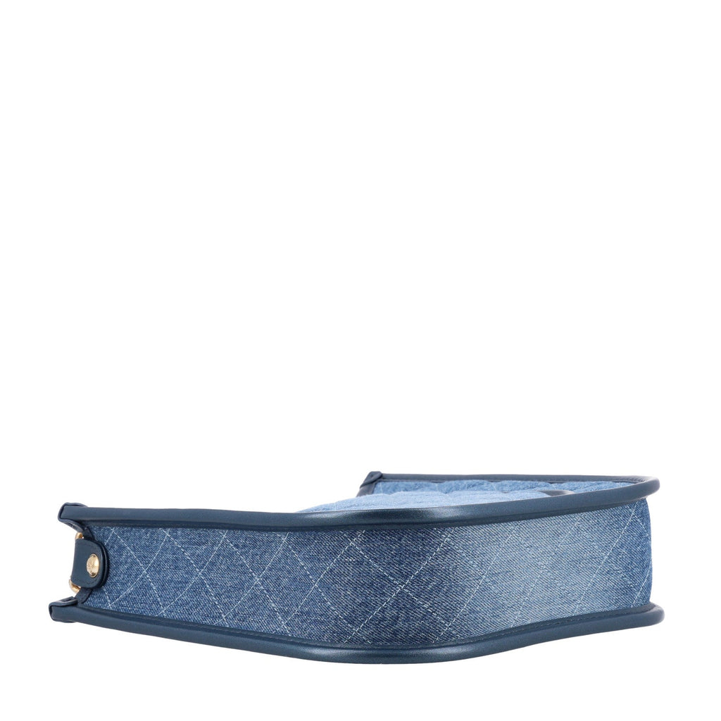 Washed Denim Quilted Small Hobo Blue