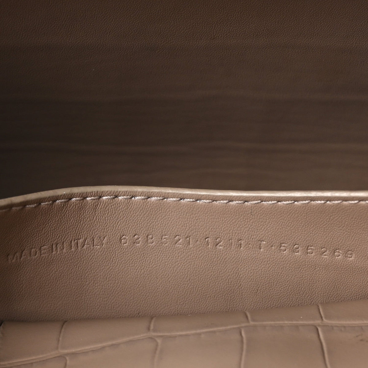 Shiny Supple Calfskin Crocodile Embossed Neo Classic Gold Hardware S City Mink Grey