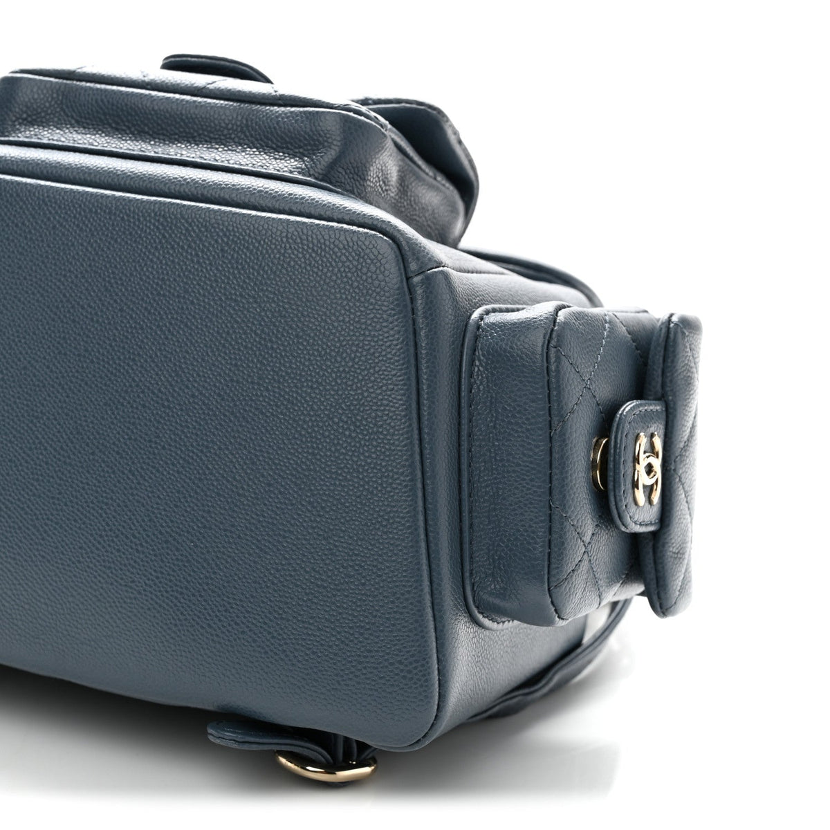 Shiny Caviar Quilted Small Cargo Duma Backpack Blue