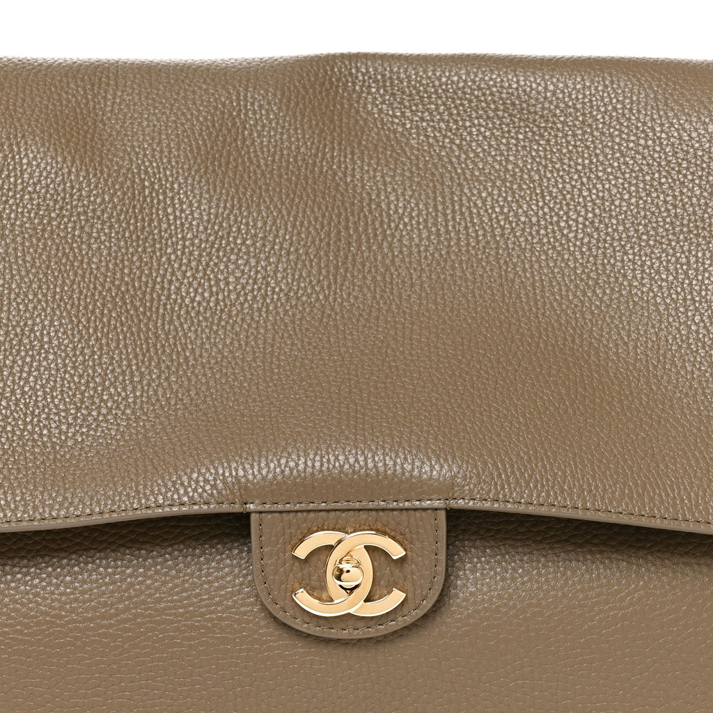 Grained Calfskin Souplissimo Maxi Flap Light Brown