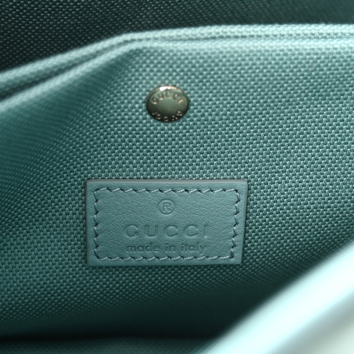 GG Supreme Monogram Emblem Mini Bucket Bag Light Blue