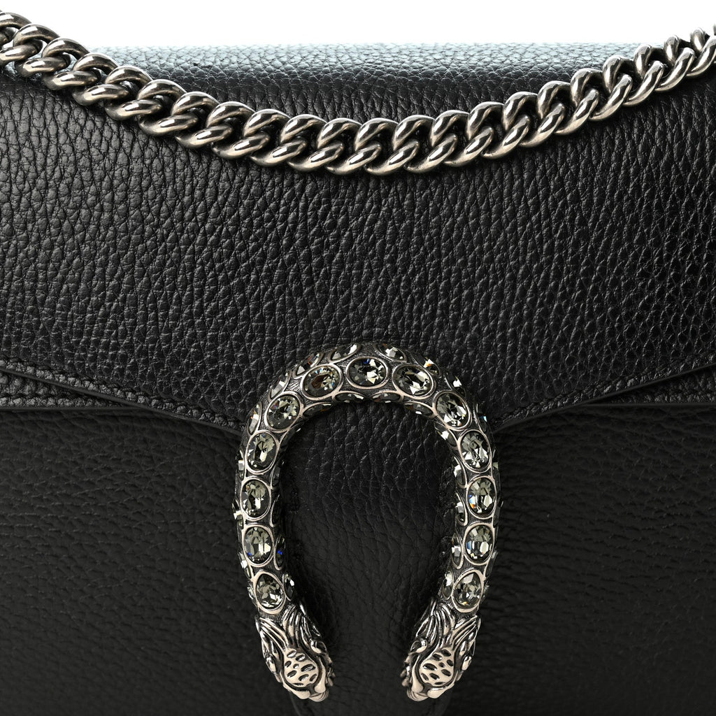 Pebbled Calfskin Small Dionysus Shoulder Bag Black