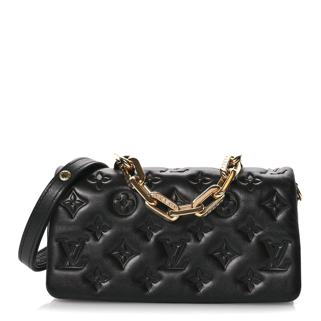 Lambskin Embossed Monogram Pochette Coussin Crossbody Black
