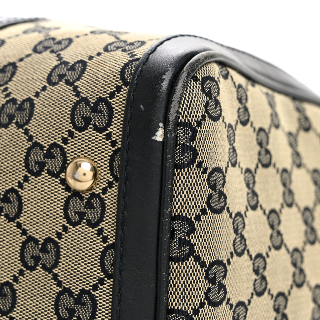 Monogram Selleria Calfskin Vintage Web Medium Boston Beige Blue