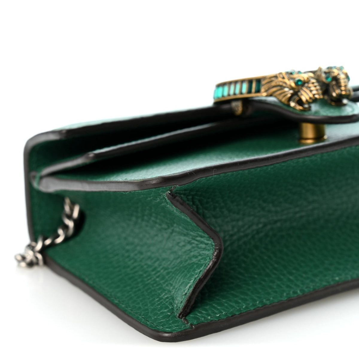 Dollar Calfskin Crystal Mini Dionysus Top Handle Bag Emerald