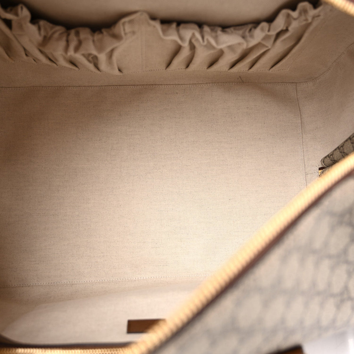 GG Supreme Monogram Azalea Calfskin Retro Interlocking G Large Duffle Bag Beige Ebony Brown Sugar
