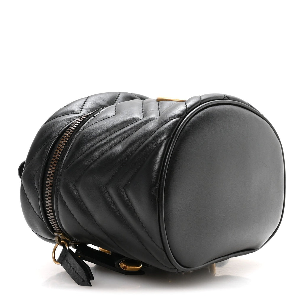 Calfskin Matelasse Mini GG Marmont Round Backpack Black