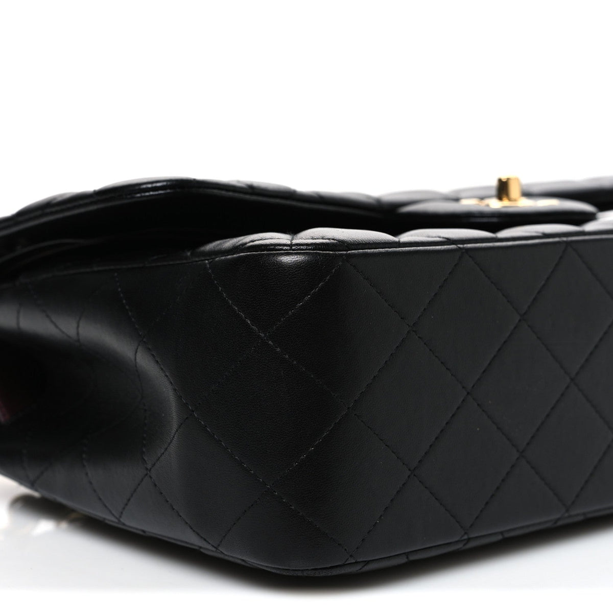 Lambskin Quilted Jumbo Double Flap Black