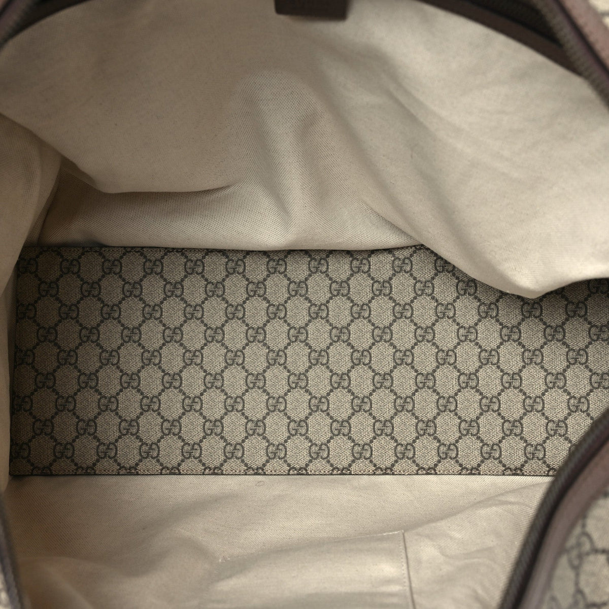 GG Supreme Monogram Textured Dollar Calfskin Web Medium Ophidia Carry-On Duffle Bag Beige Ebony New Acero