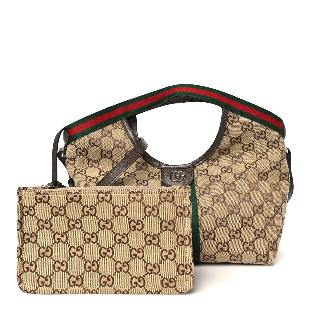 Monogram Web Small Giglio Tote Beige Dark Brown