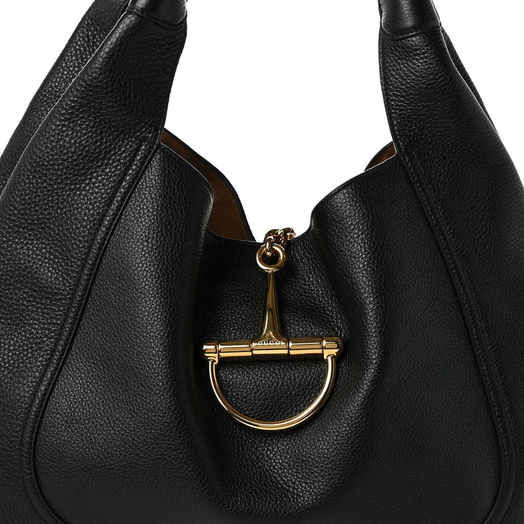 Grained Calfskin Softbit Maxi Shoulder Bag Black