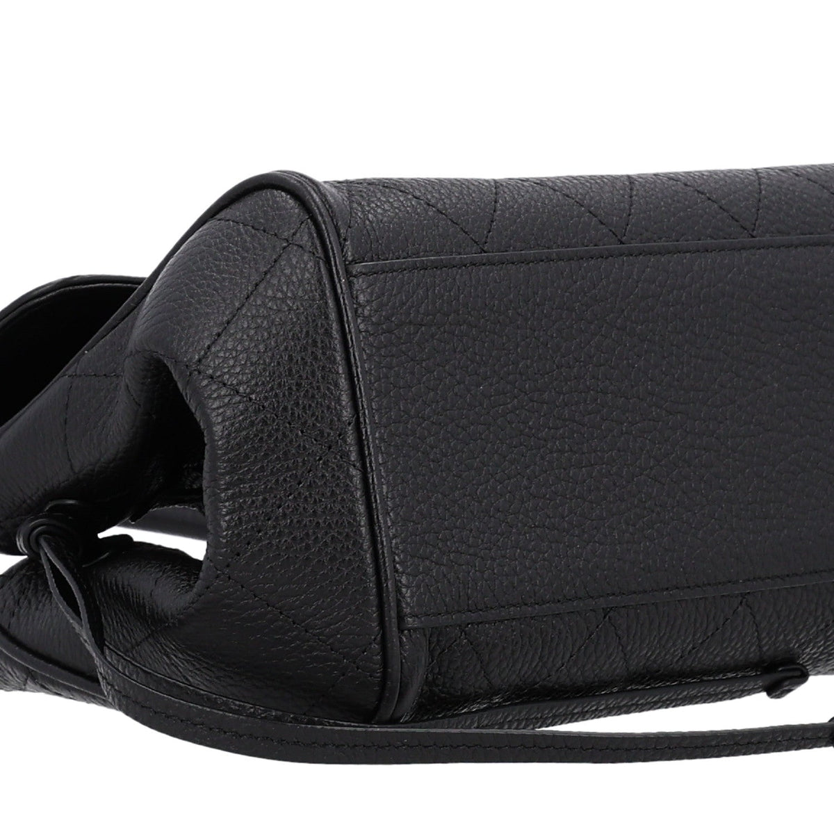 Grained Calfskin Stitched Urban Essentials Small Shopping Bag Black
