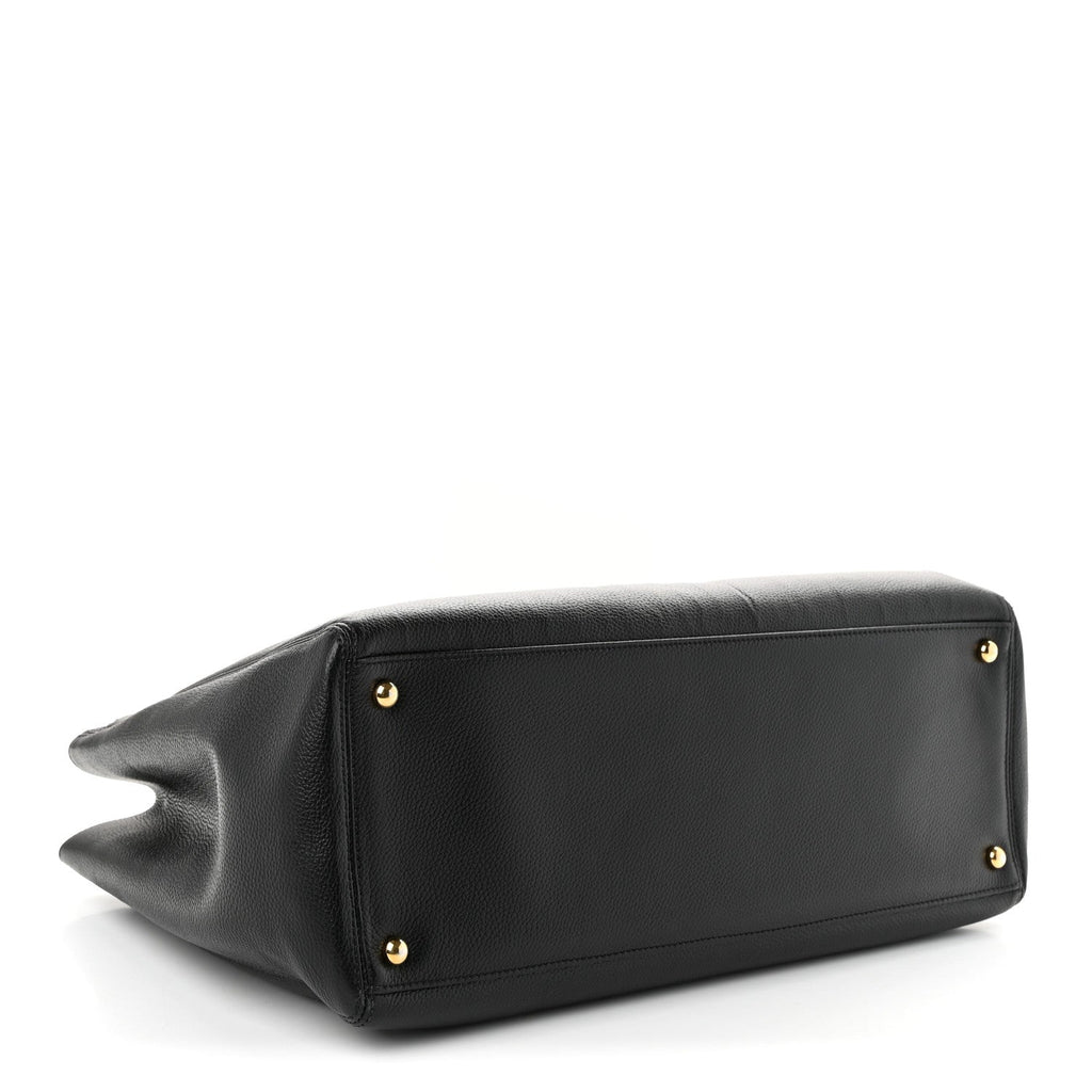 Calfskin Cerf Executive Shopper Tote Black