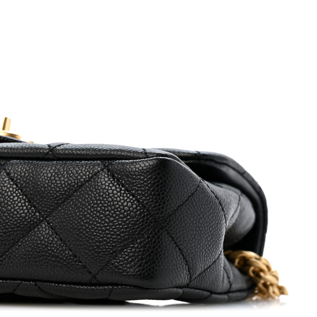 Caviar Quilted Mini Sweetheart Rectangular Flap Black