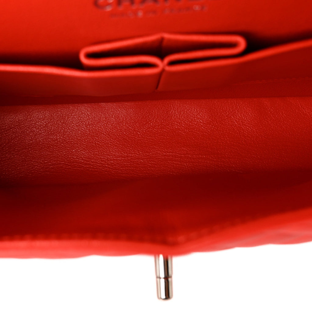 Lambskin Quilted Medium Double Flap Red