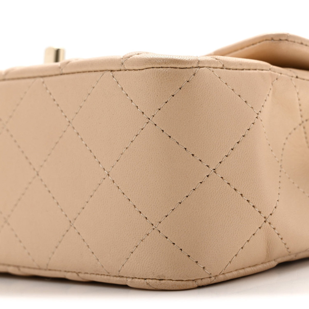 Lambskin Quilted Mini Rectangular Flap Beige