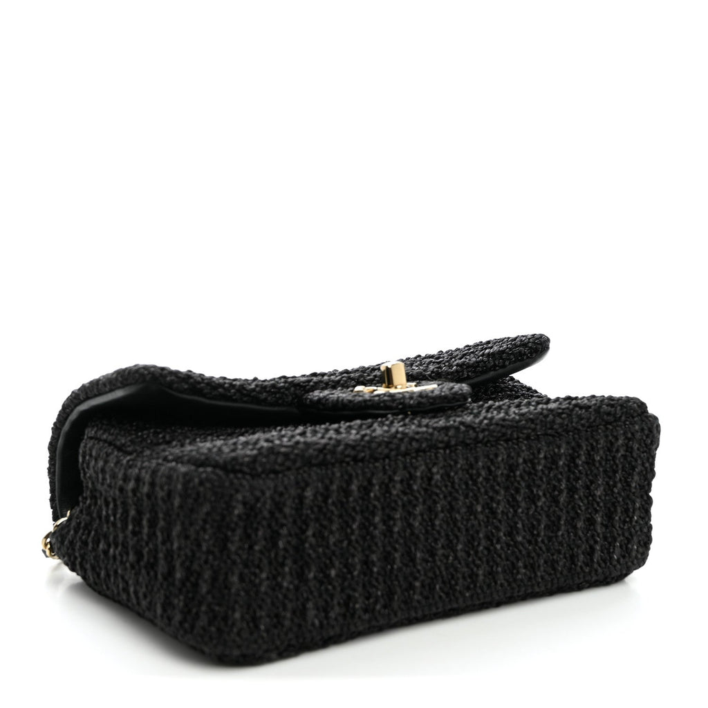 Woven Fabric Mini Rectangular Flap Black