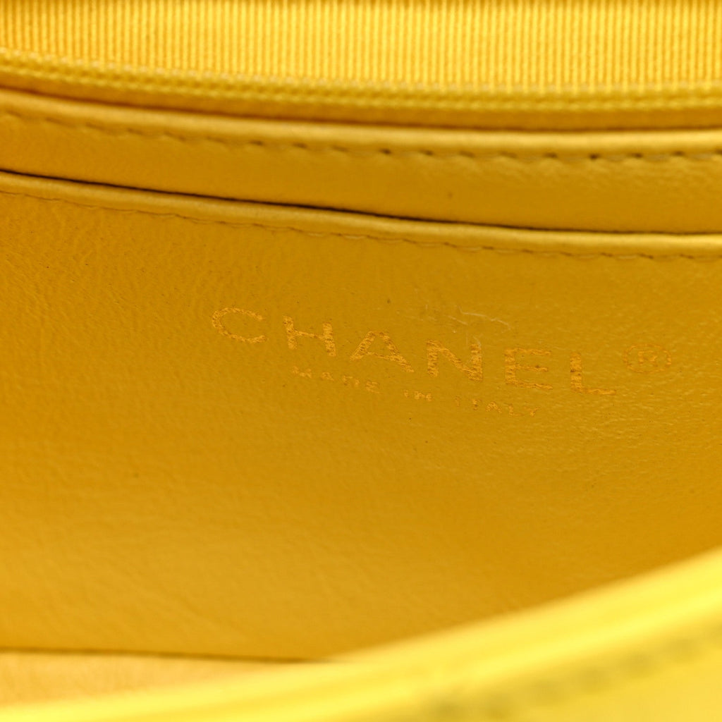 Lambskin Quilted Mini Rectangular Flap Yellow
