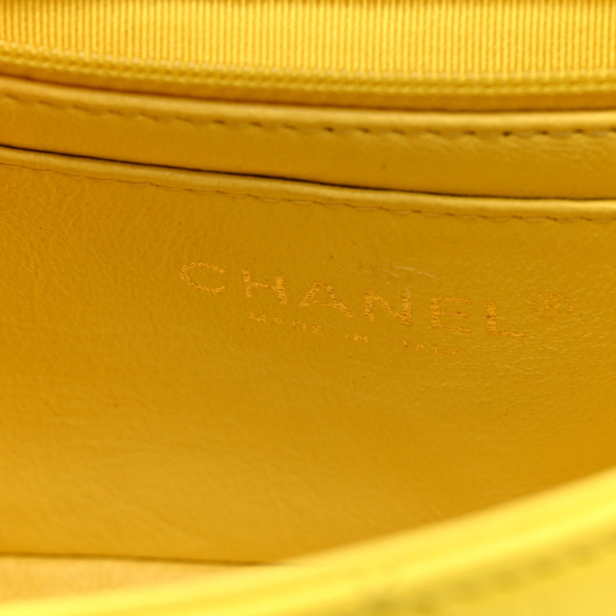 Lambskin Quilted Mini Rectangular Flap Yellow