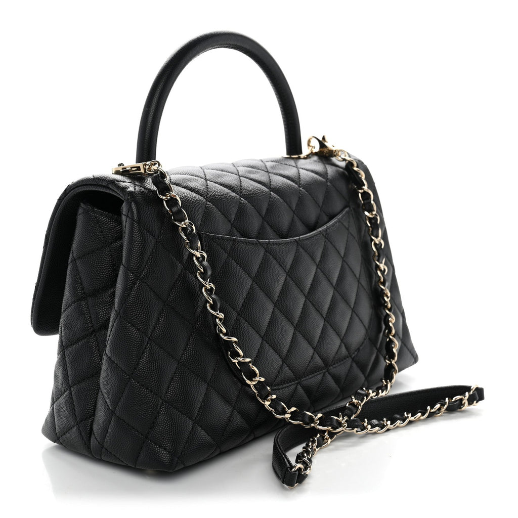 Caviar Quilted Small Coco Handle Flap Black